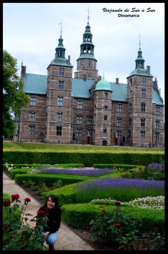 Flor entre las rosas de los jardines del Palacio de Rosenborg